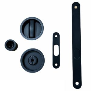 Sliding Bathroom Door Black Lock Set – Circle