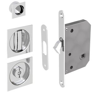 Sliding Door Bathroom Lock Set – Square