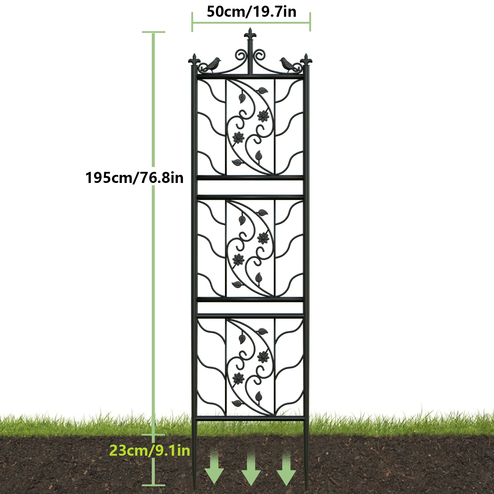71 inch Garden Trellis Decorative Outdoor Tall Metal Fence Black Lattice Panel Yard Corner Décor for Climbing Plant Flower - Image 6