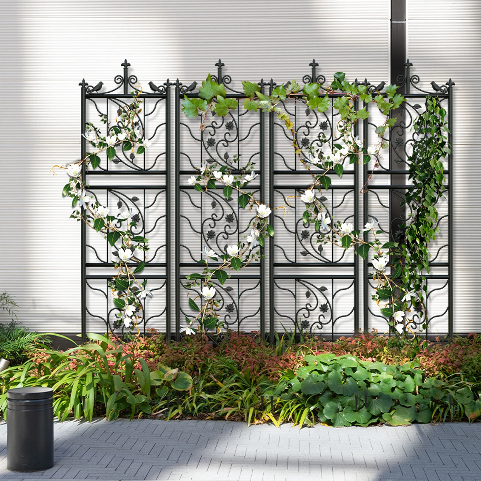 71 inch Garden Trellis Decorative Outdoor Tall Metal Fence Black Lattice Panel Yard Corner Décor for Climbing Plant Flower - Image 7
