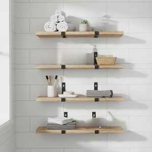 Floating Wall Shelves (Pack of 4 or 6) – 40cm Space-Saving Storage for Bathroom, Kitchen & Living Room, Iron Bracket & Wood Board, 40x15x10cm Floating Wall Shelves (Pack of 4 or 6) – 40cm Space-Saving Storage for Bathroom, Kitchen & Living Room, Iron Bracket & Wood Board, 40x15x10cm